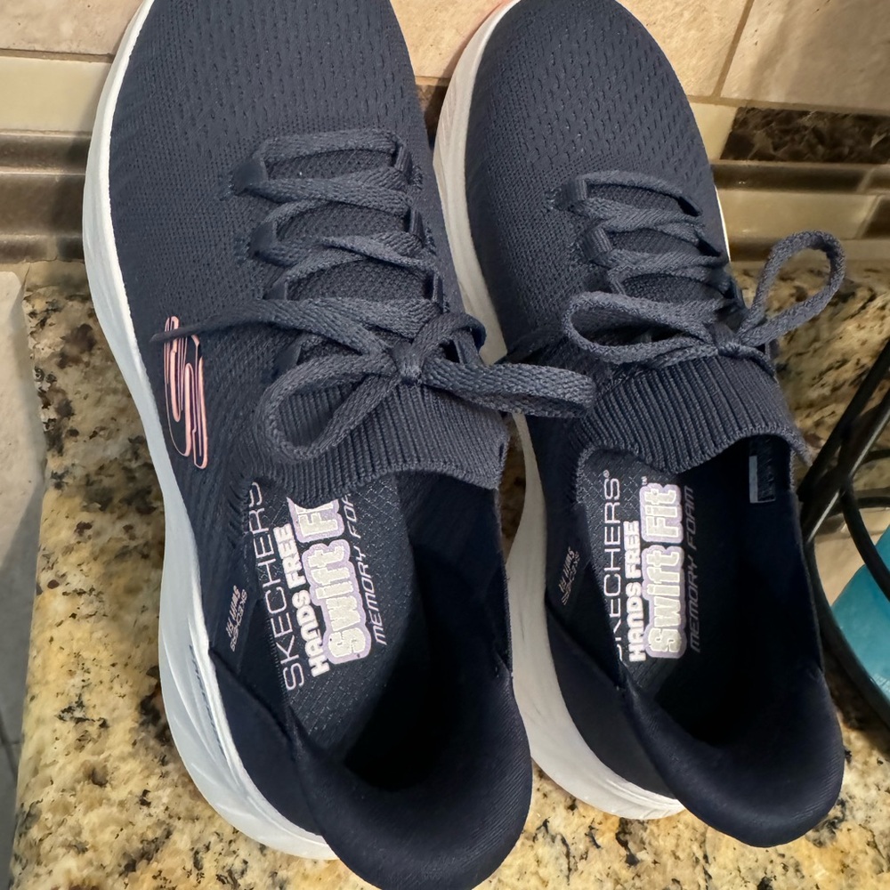 Skechers Navy Blue Athletic Slip-On Sneakers